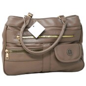 Wholesale - TAUPE MULTI COMPART. BAG wTOP ZIPPER CLOSURES & FRONT ZIPPER C/P 12